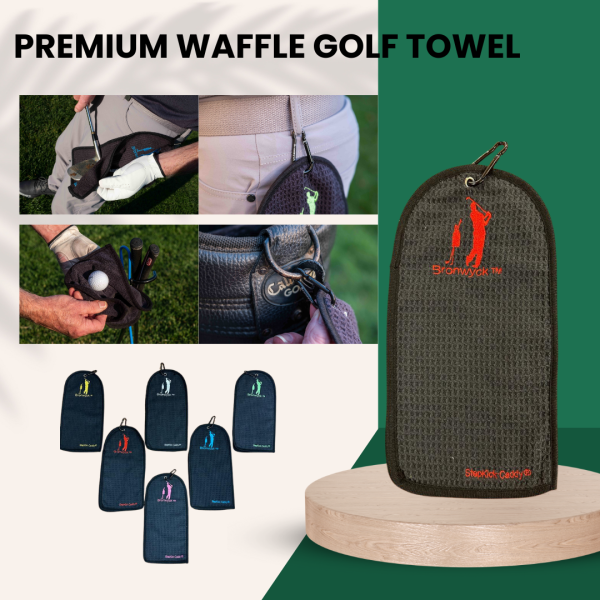 Bronwyck: 3-in-1 Premium Waffle Design Mini Golf Towel (Red)