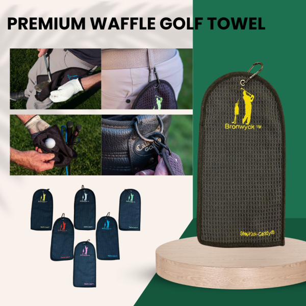 Bronwyck: 3-in-1 Premium Waffle Design Mini Golf Towel (Yellow)