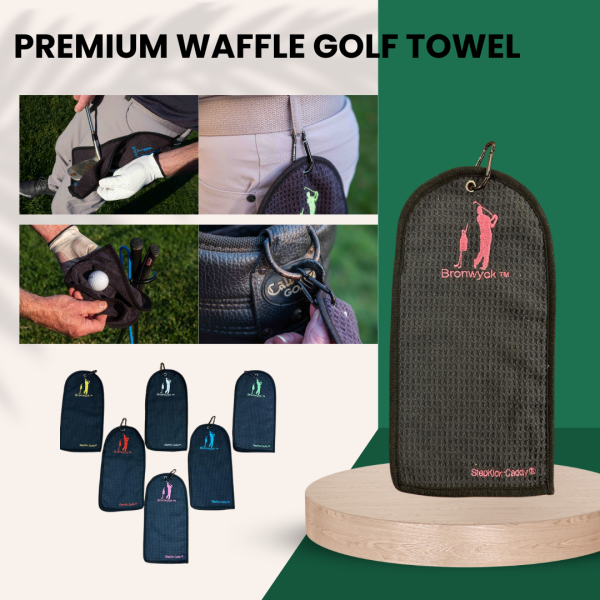 Bronwyck: 3-in-1 Premium Waffle Design Mini Golf Towel (Pink)